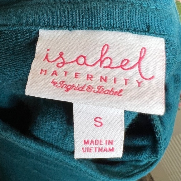 Isabel Maternity Blue Turquoise Layered Puff Sleeve Womens Blouse S Pregnancy - Picture 3 of 9